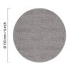 A round mesh sanding disc with a printed diameter marking on the left side