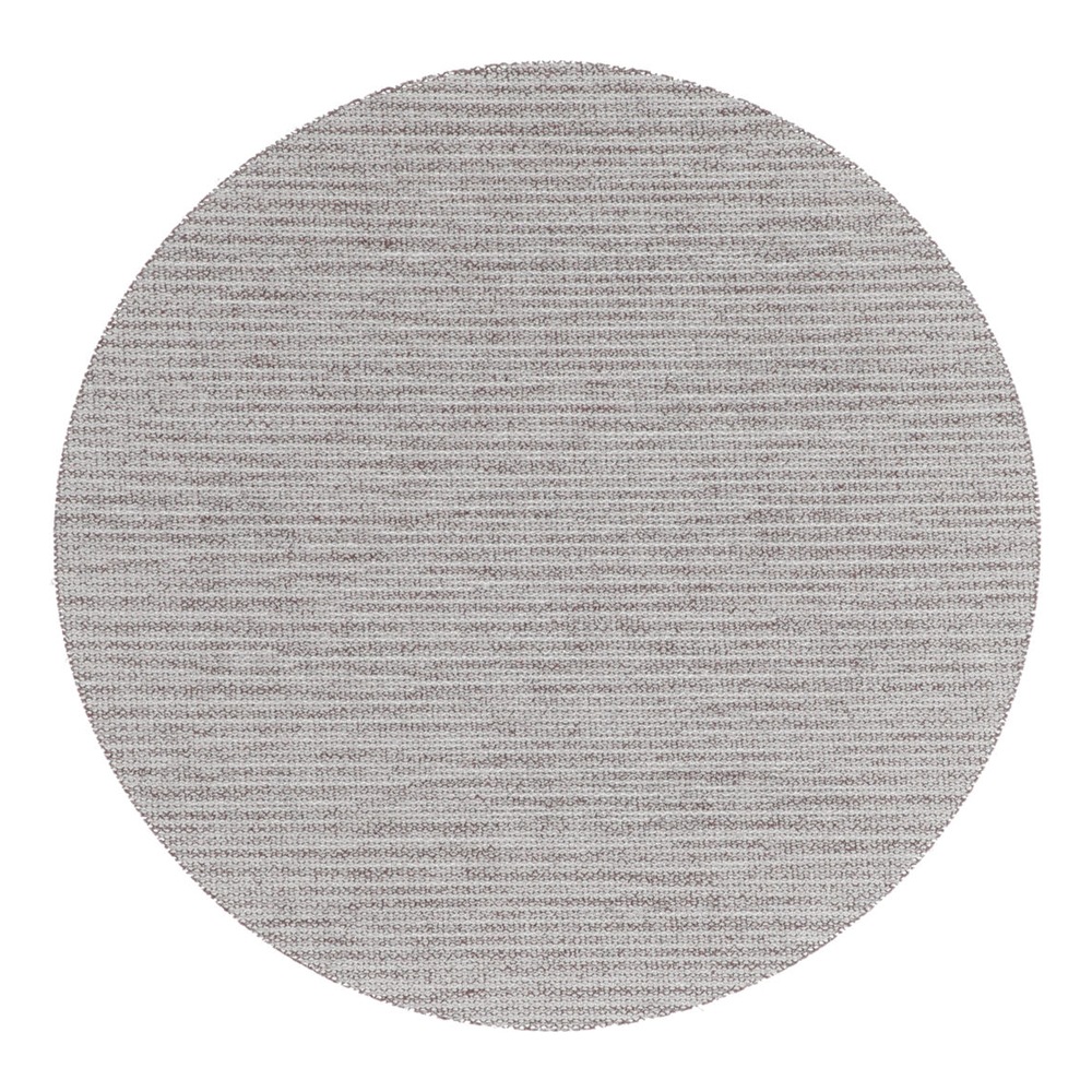 A single round sanding disc in light gray on a white background