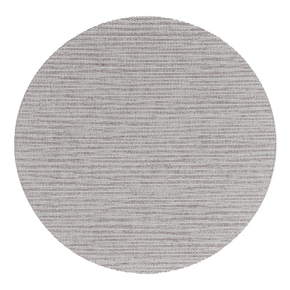 A single round sanding disc in light gray on a white background