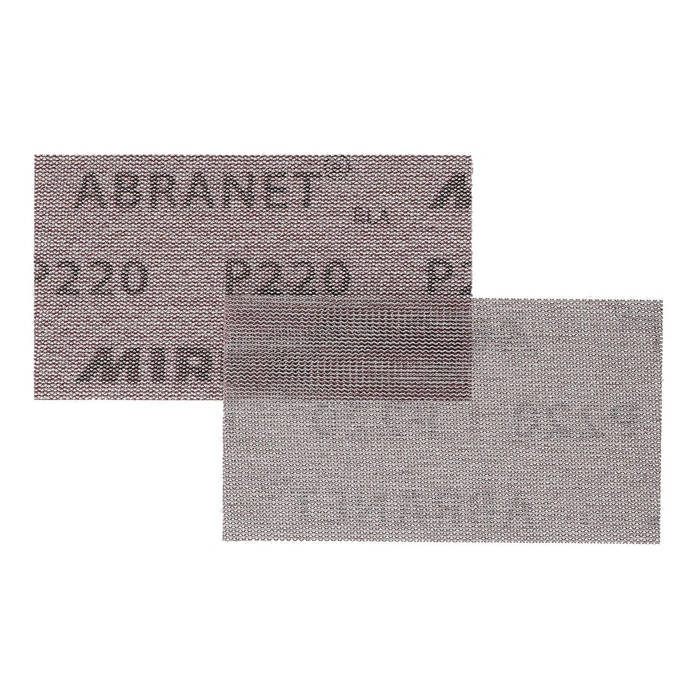 Two overlapping rectangular sanding mesh sheets on a white background