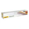 A product box for rectangular sanding strips in white and gray with printed