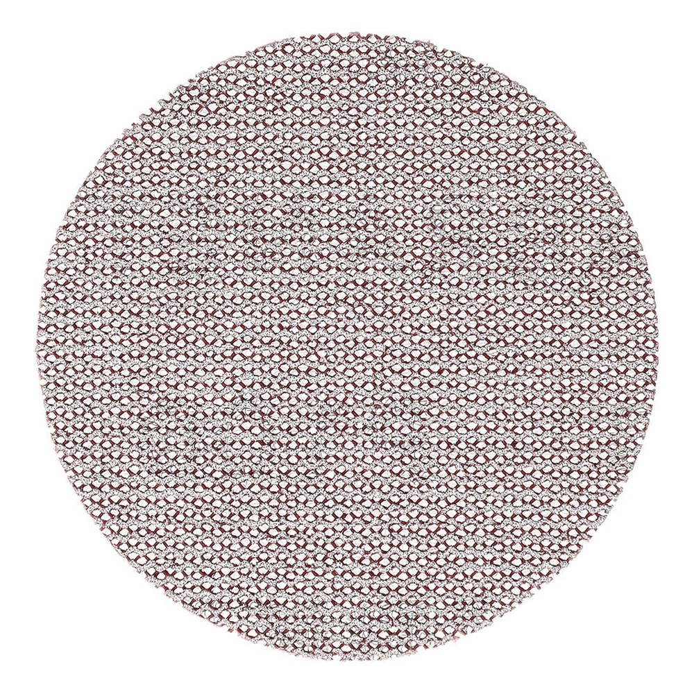 A round reddish-brown mesh sanding disc shown alone on a white background