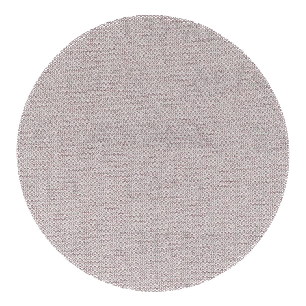 A light gray mesh-like round sanding disc on a white background