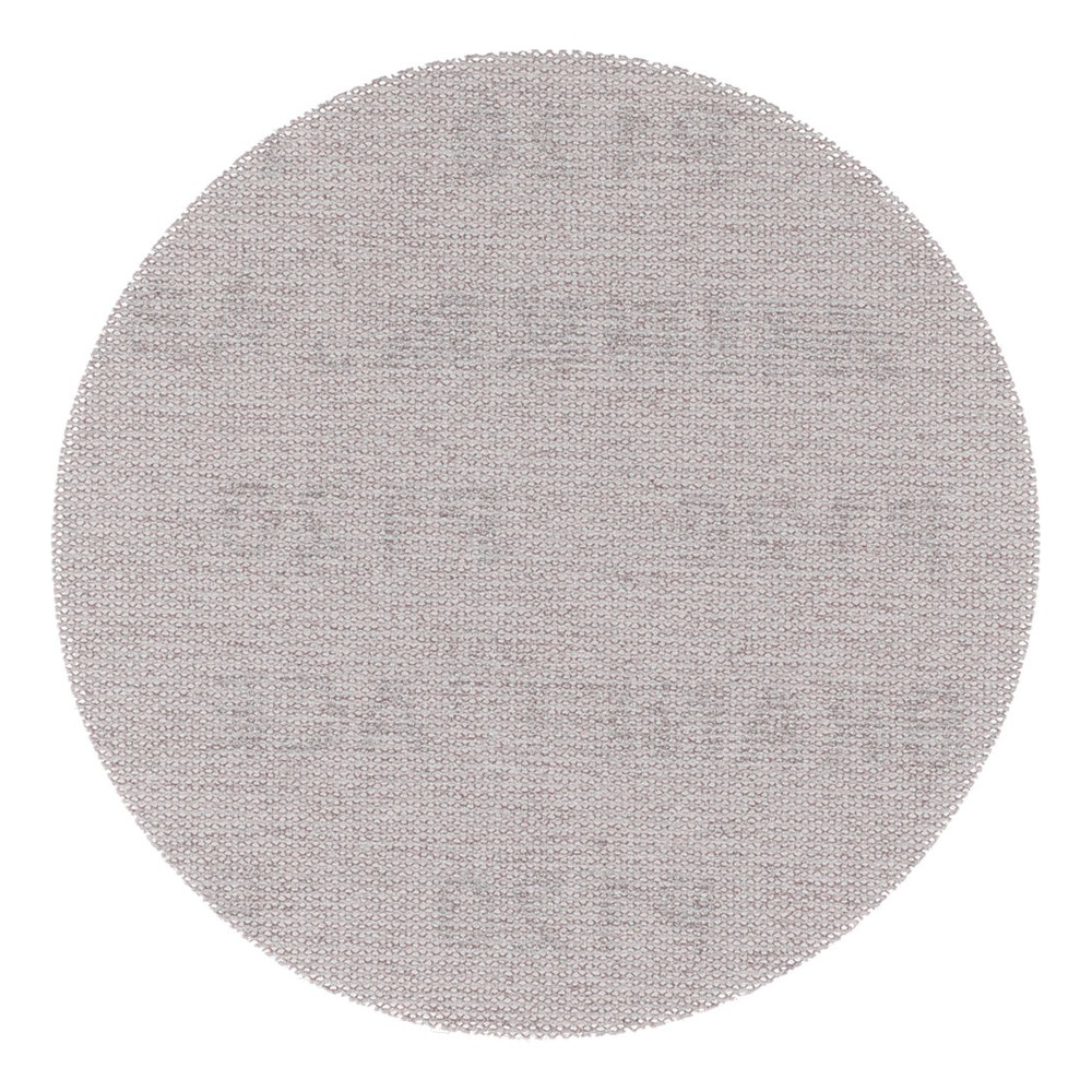 A light gray mesh-like round sanding disc on a white background