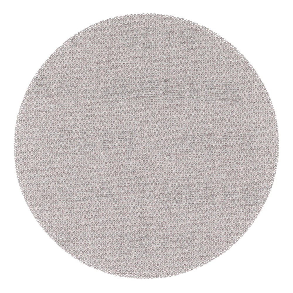 A light gray mesh-like round sanding disc on a white background