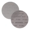 Two round mesh sanding discs, one lighter and one darker, overlapping