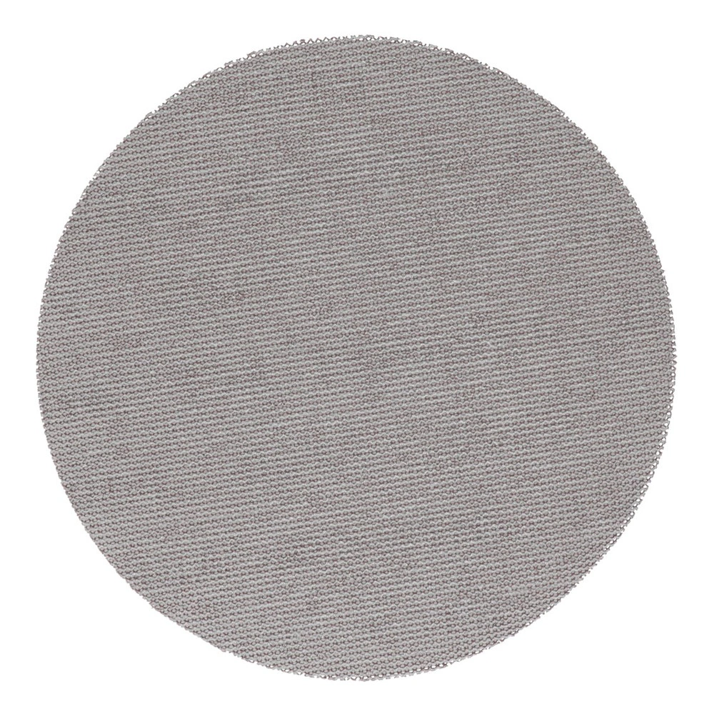 A single round mesh sanding disc in gray-brown on a white background
