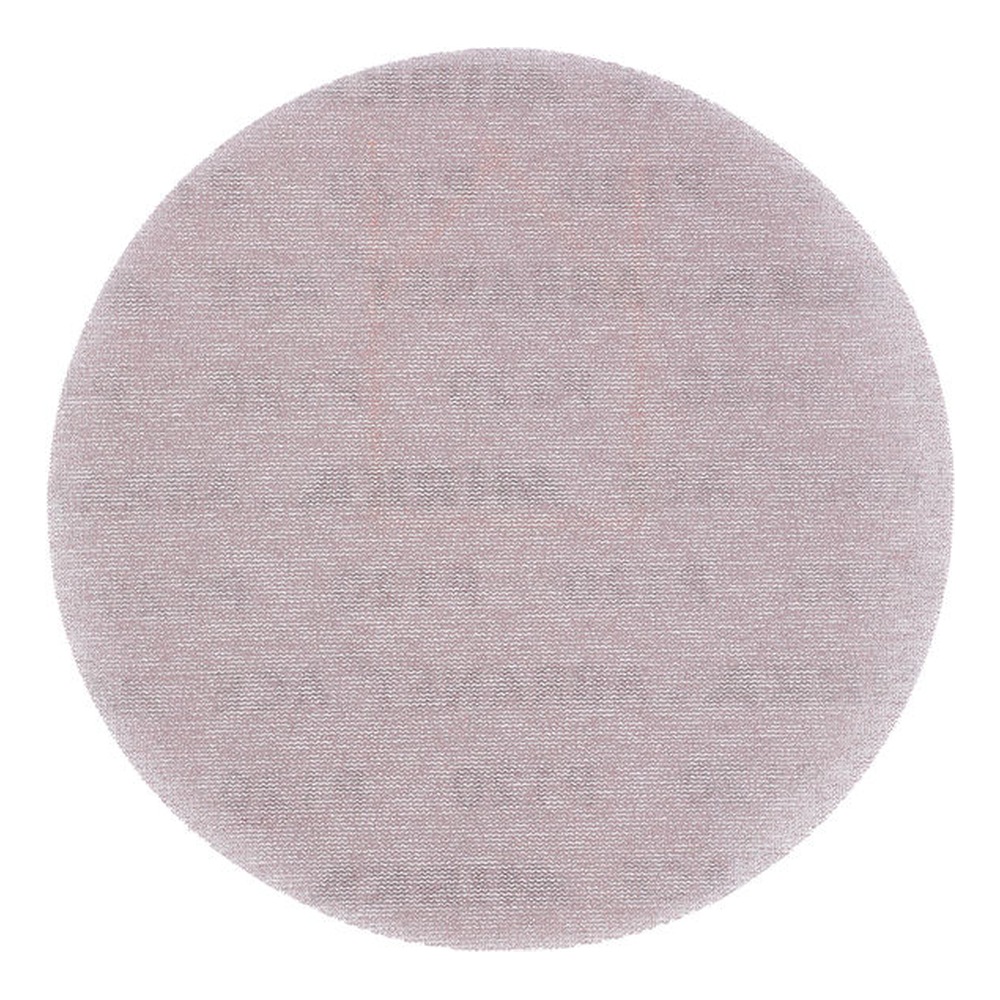 A round sanding disc with a fine mesh surface in a pinkish-gray tone