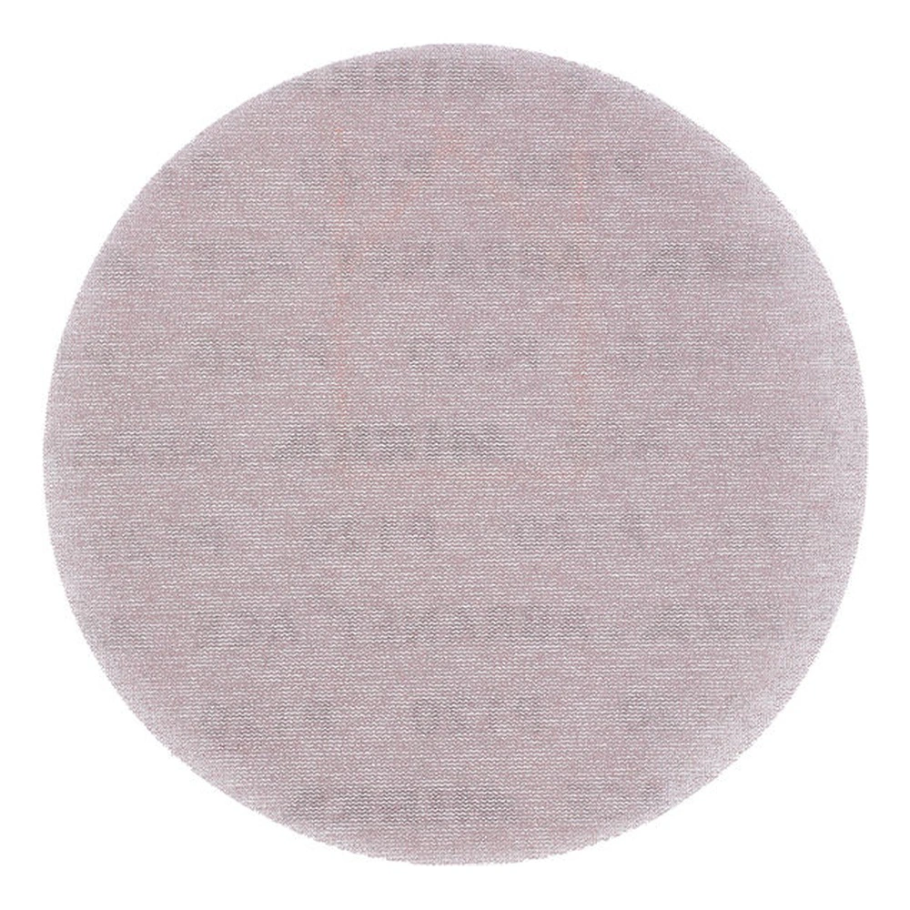 A round sanding disc with a fine mesh surface in a pinkish-gray tone