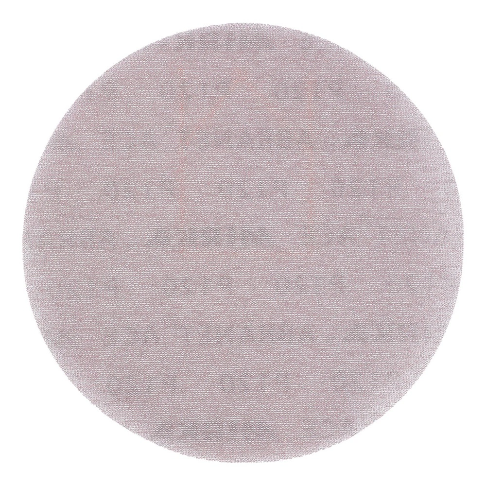 A pale pink circular mesh disc, top view on a white background