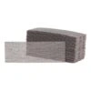A stack of rectangular mesh sanding strips with one strip placed in front