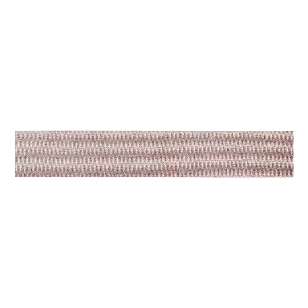 A long pink-brown mesh sanding strip on a white background