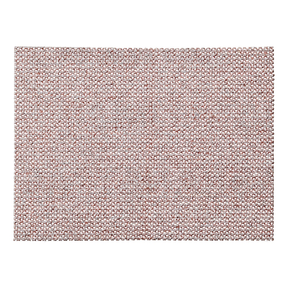 A rectangular pink-brown mesh sanding sheet on a white background