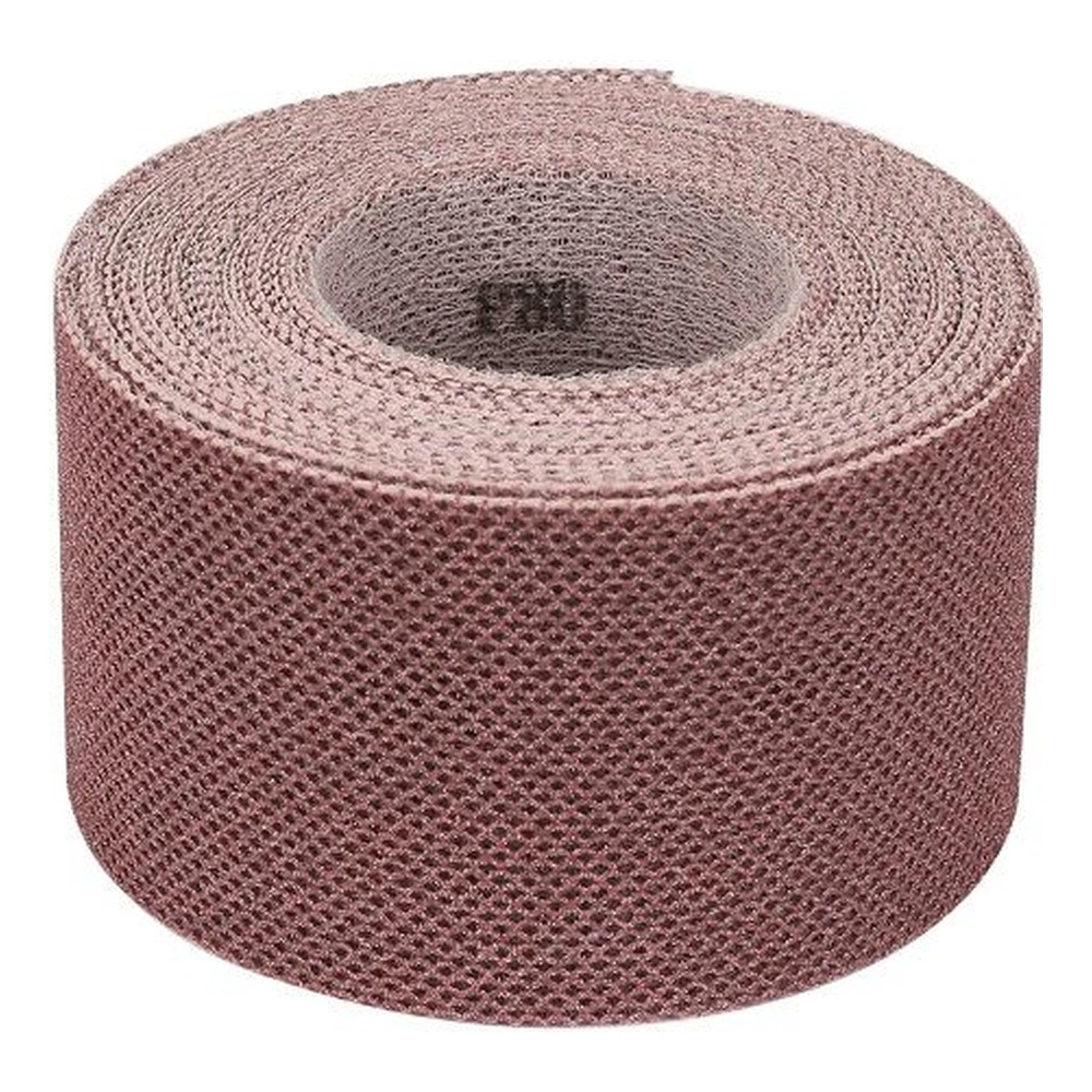 A brown-pink mesh sanding roll shown isolated on a white background