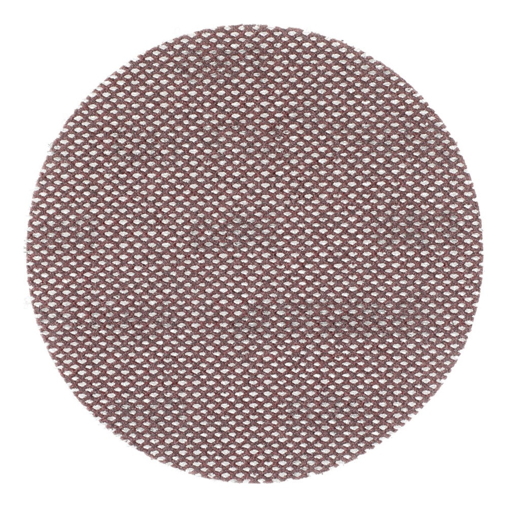A round brown-pink mesh sanding disc shown isolated on a white background