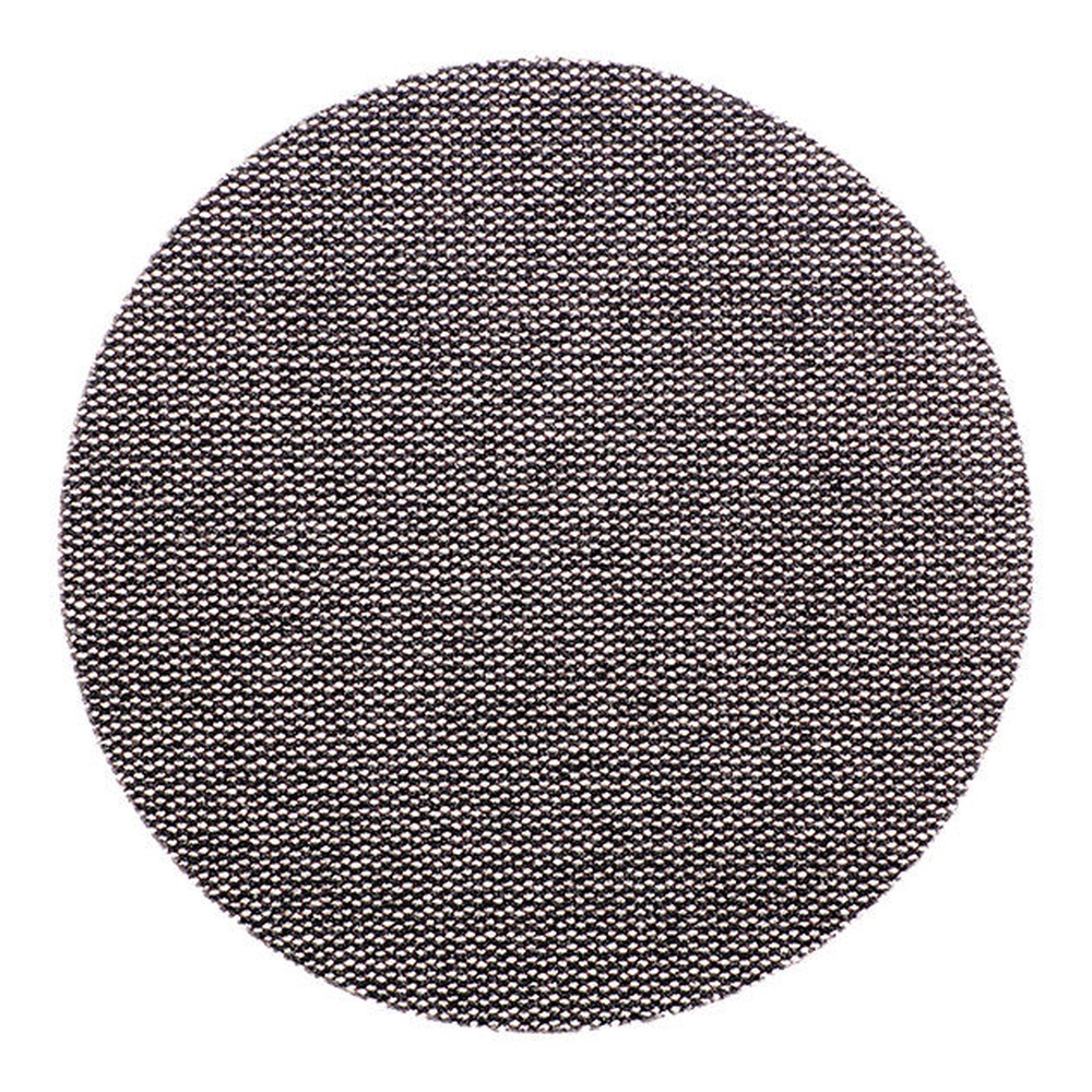 A round black-gray mesh disc on a white background, front view