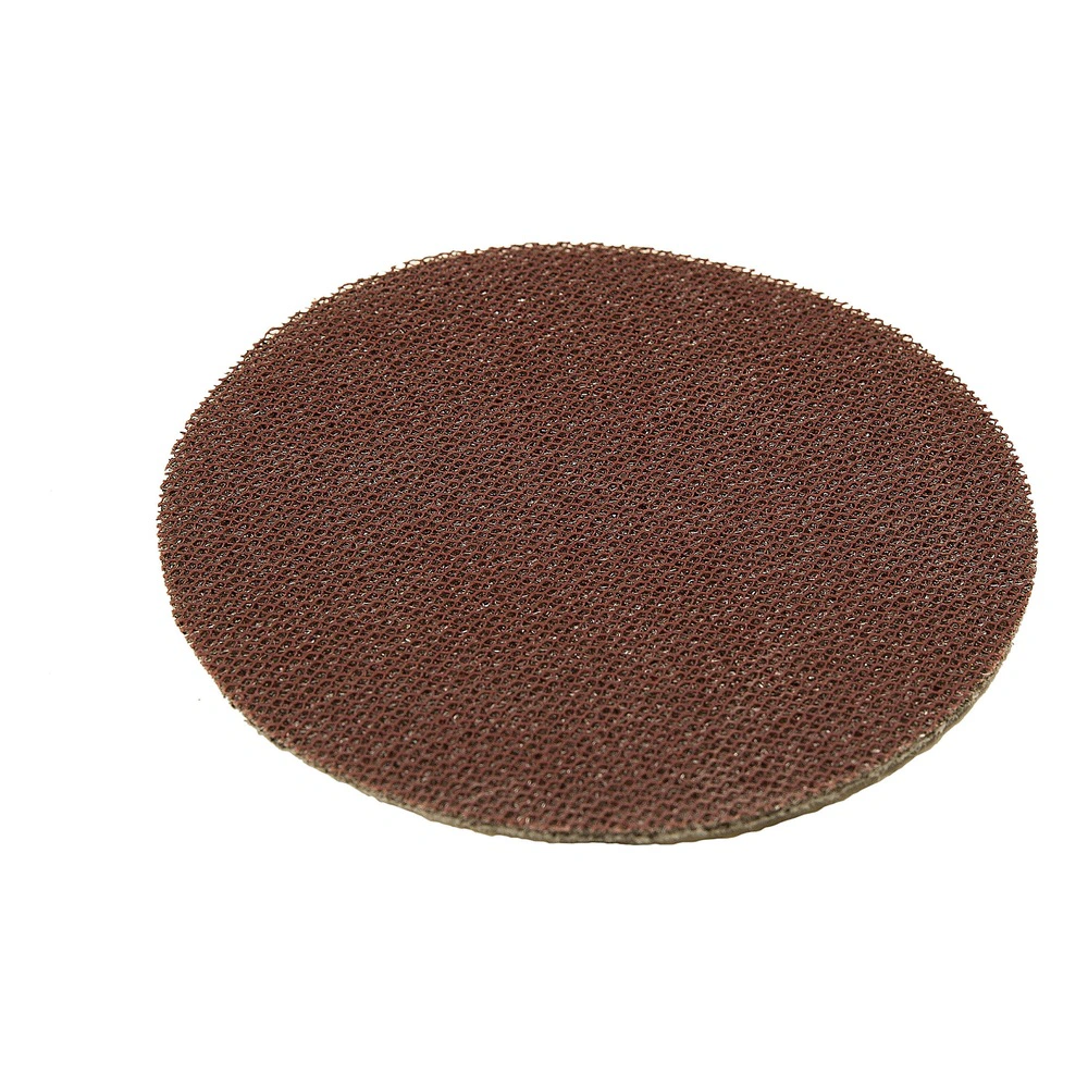 Round brown sanding disc shown at an angled view on a white background