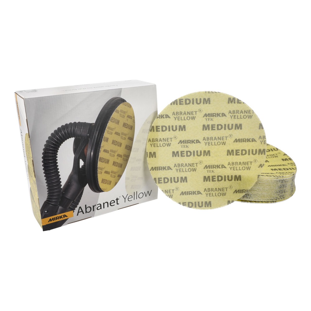 A product box with a disc image is shown next to a stack of pale yellow