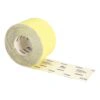 A rolled yellow sanding sheet with a strip unrolled in front, printed