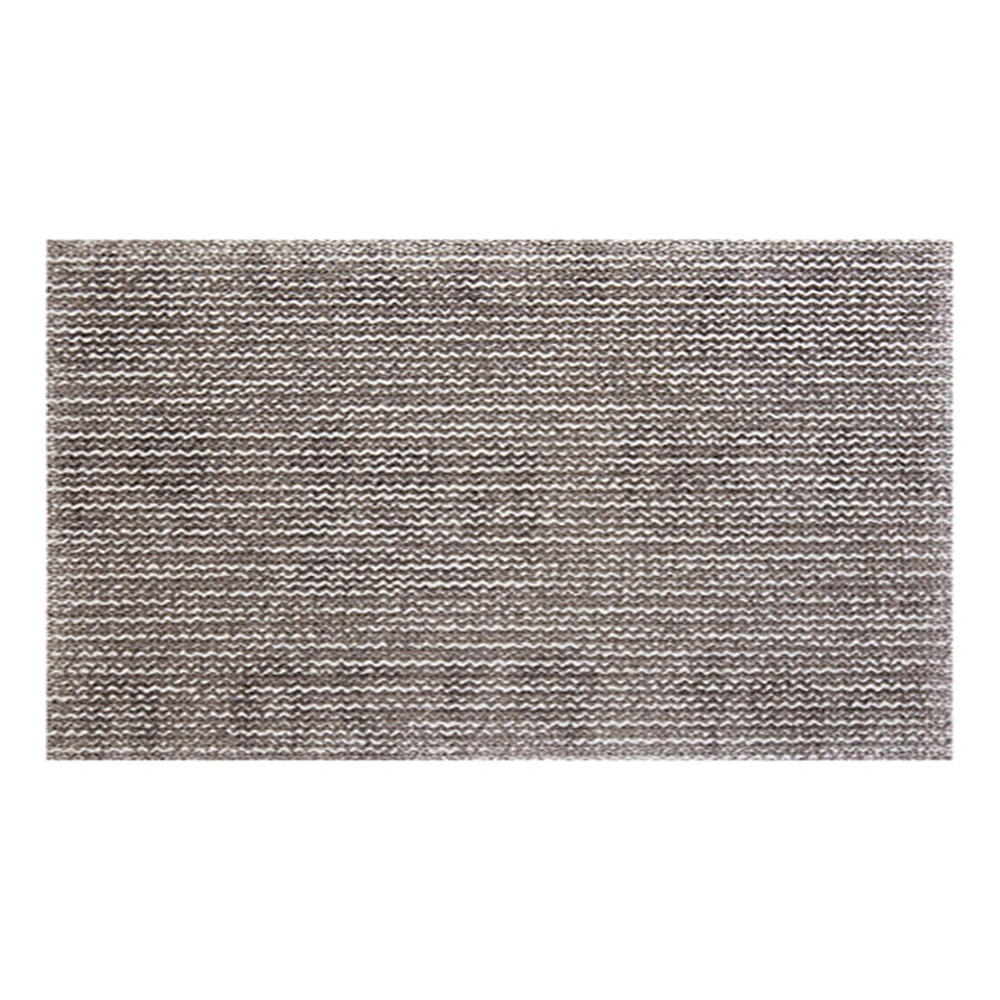 Rectangular gray-brown sanding mesh sheet shown flat on a white background