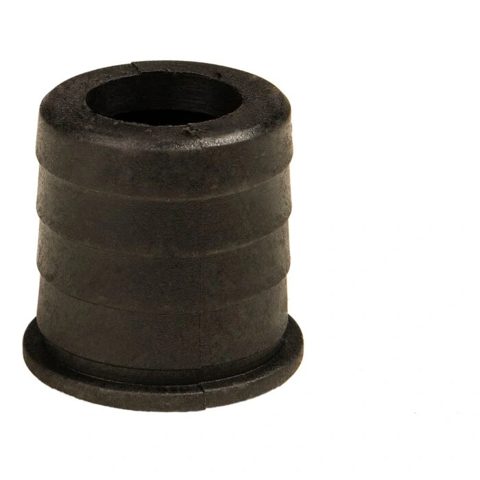 Short black plastic cylindrical part with a round top opening, ribbed sides