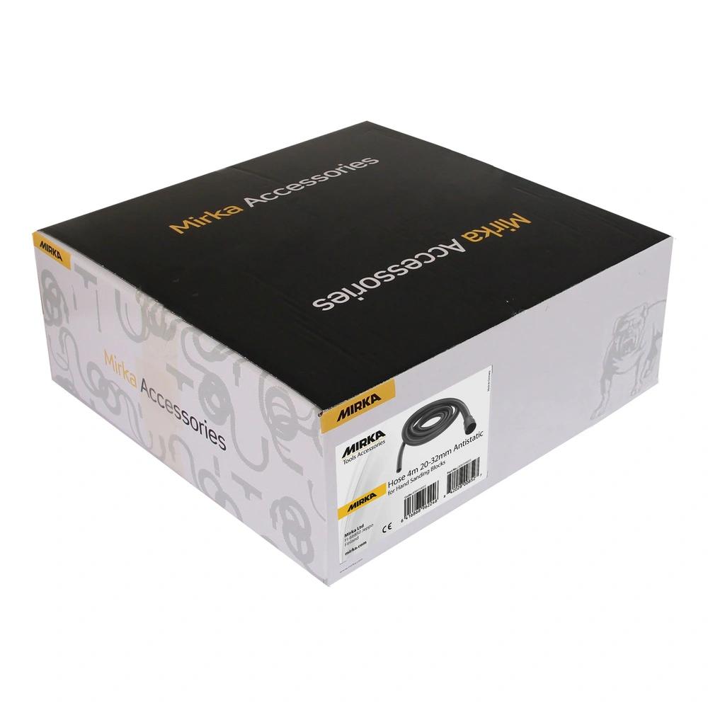 Square Mirka Accessories packaging box, black and white with a small product