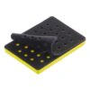 Rectangular black backing pad with evenly spaced holes and a yellow inner