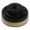 Black round backing pad with a central threaded mount, shown