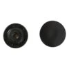 Two views of the same black round part: a flat top side and a bottom side