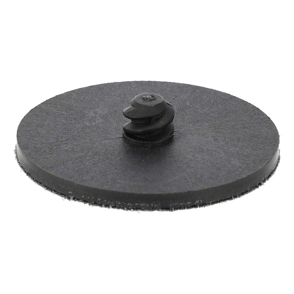 Black round backing pad in an angled view, with a protruding center
