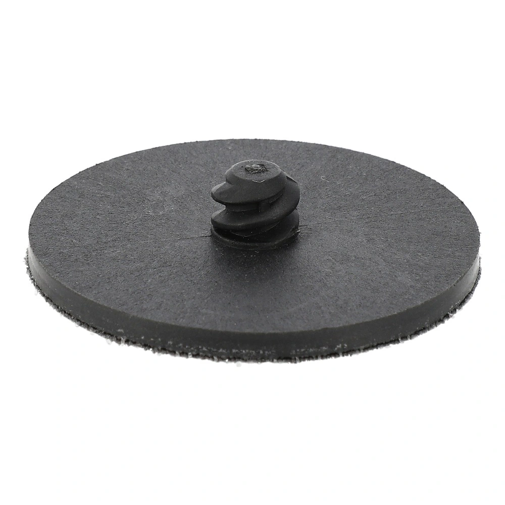 Black round backing pad in an angled view, with a protruding center