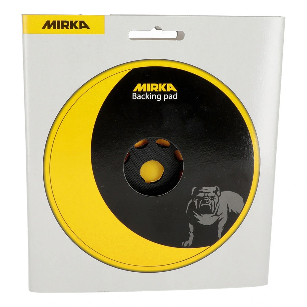 Hanging retail package with a yellow and black round backing pad visible