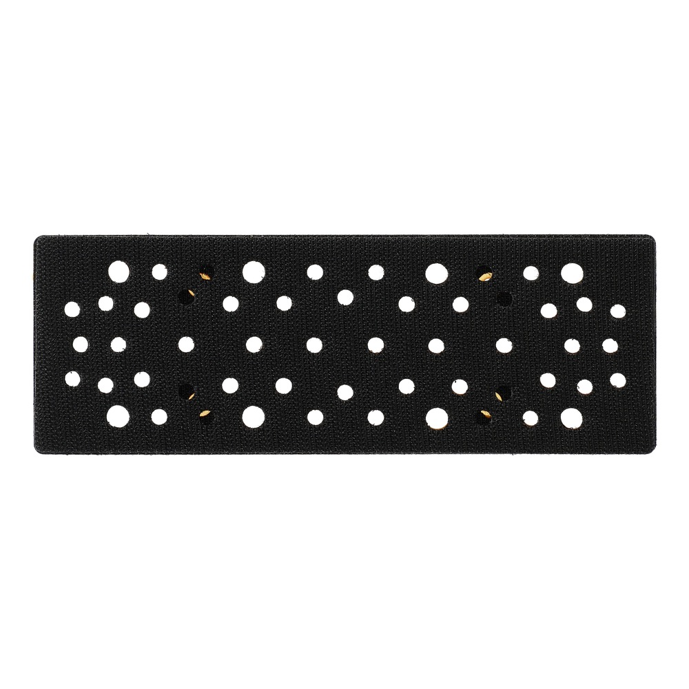 Black rectangular backing pad with rows of round holes