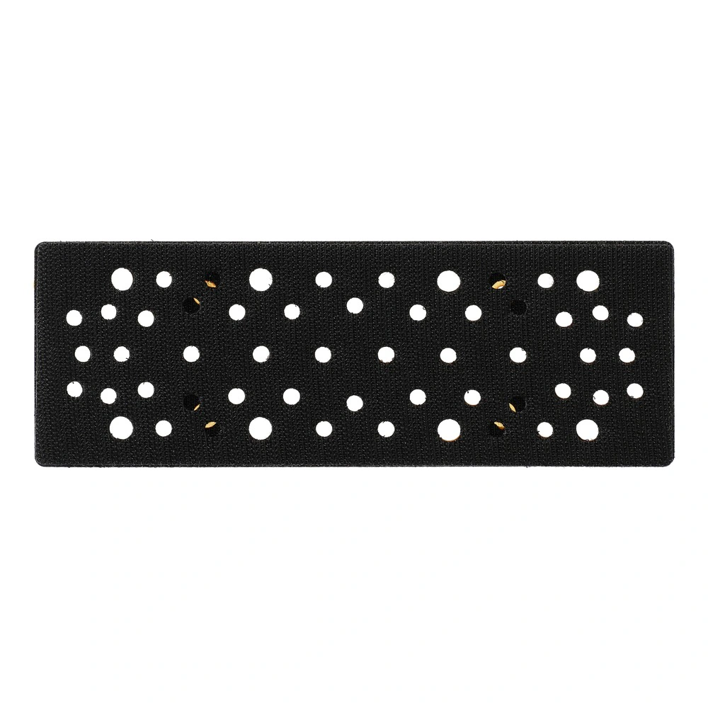 Black rectangular backing pad with rows of round holes