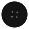 Round black textured pad with a woven surface and four small holes arranged