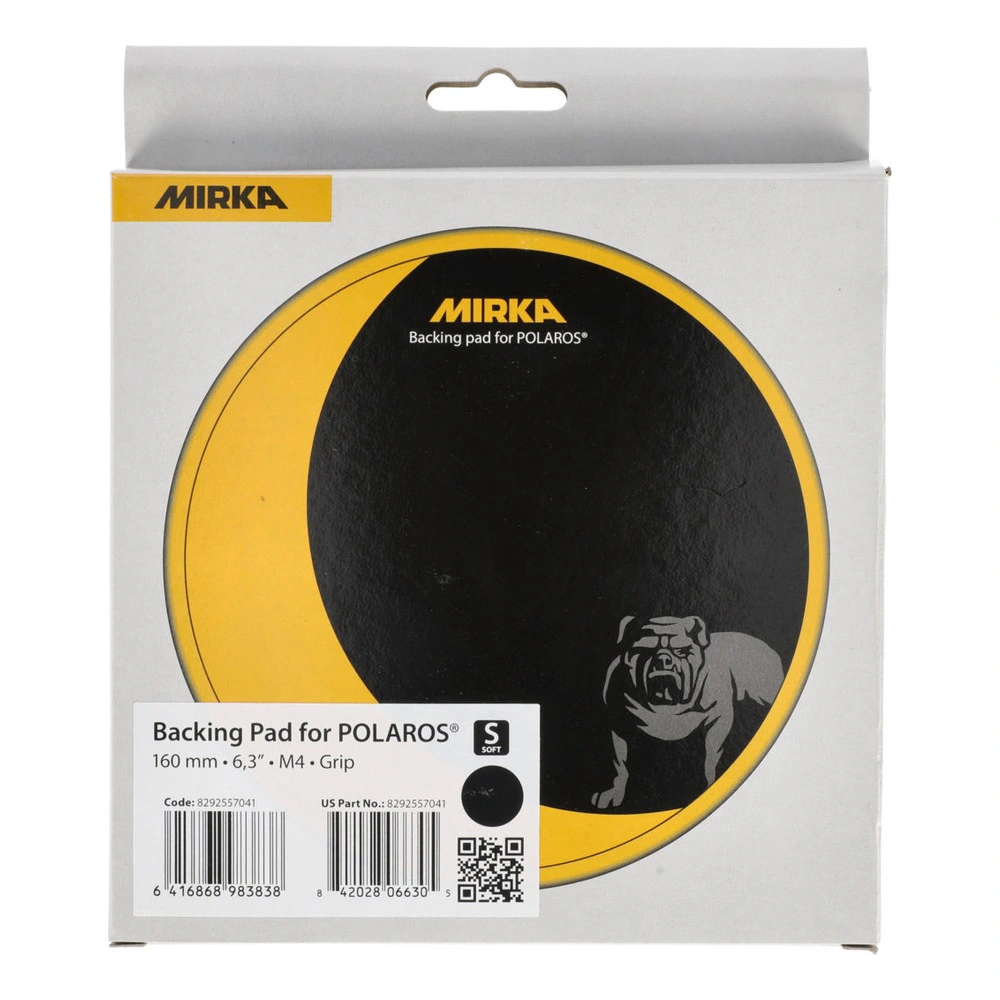 MIRKA cardboard package, front view, with an image of a yellow-black round