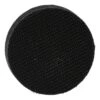 Round black disc with a fine hook-and-loop surface, shown head-on