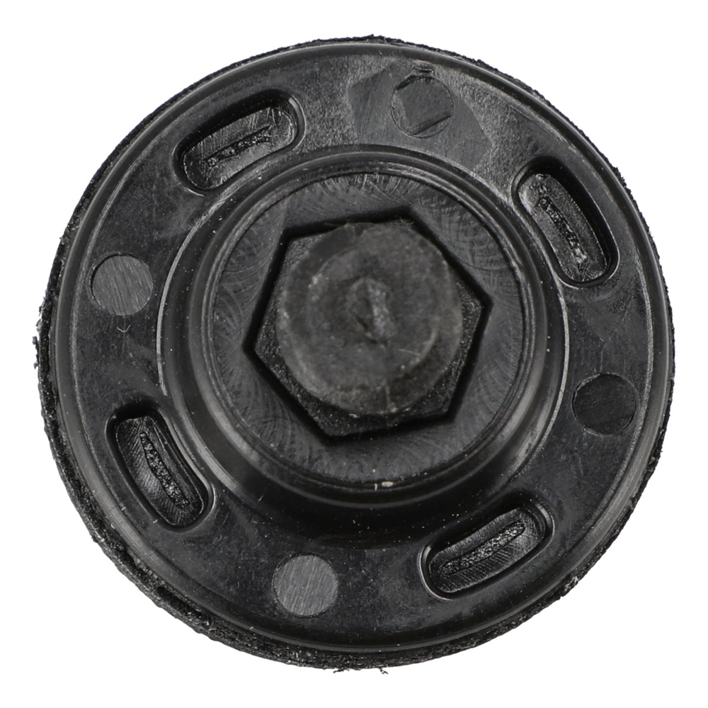 Round black backing pad shown from below, with a central hole and several