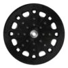 Round black backing pad shown front-on, with a pattern of perimeter holes