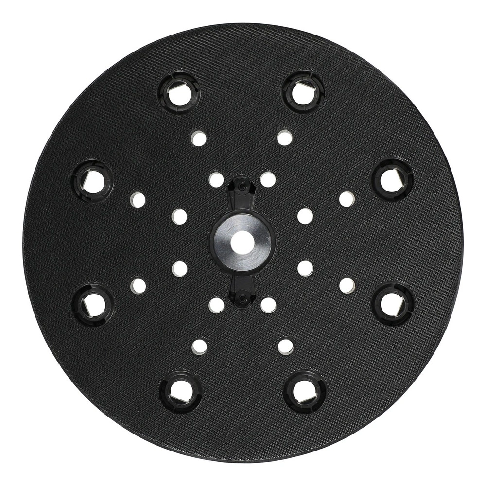 Round black backing pad shown from the front, with a textured surface
