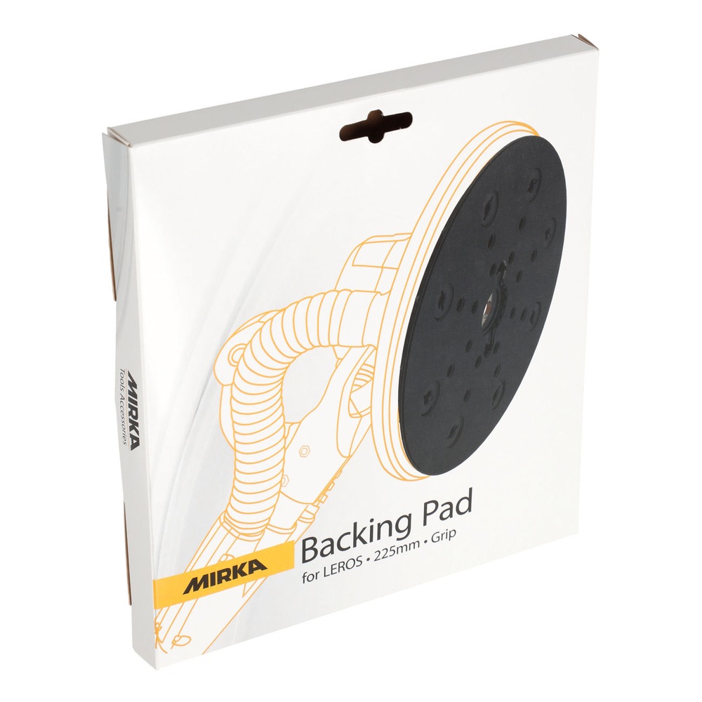 White Mirka product box with an illustration of a black backing pad