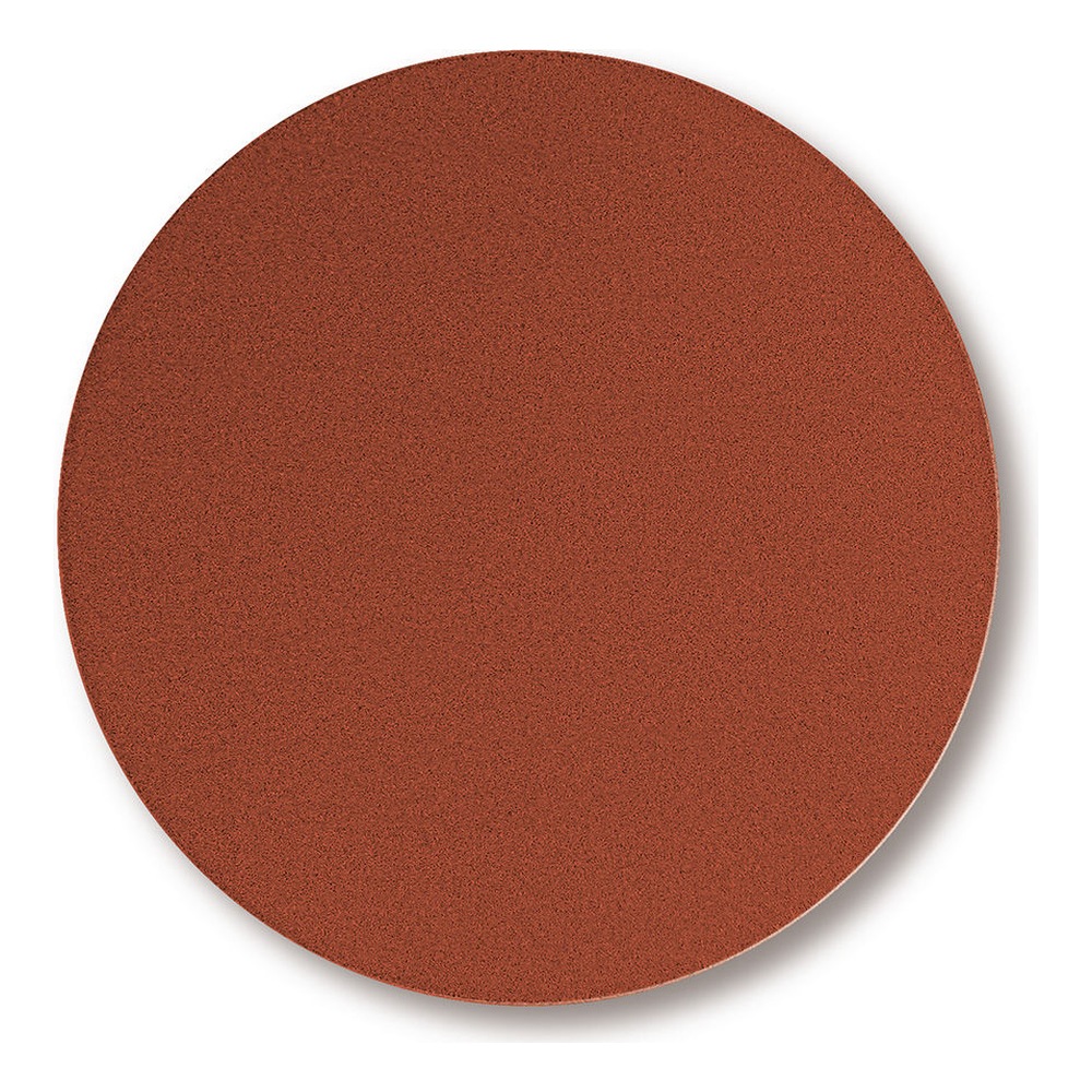 A round brown sanding disc, front view with no holes