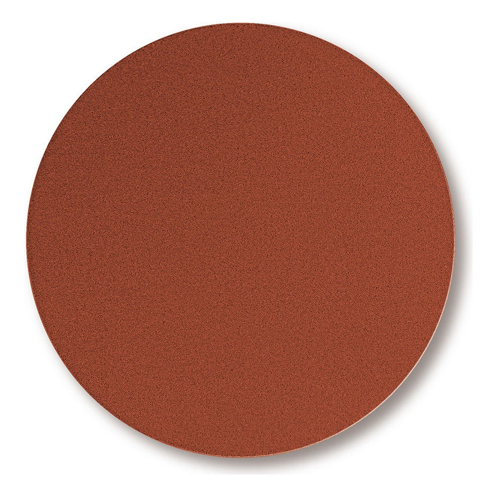 A round brown sanding disc, front view with no holes