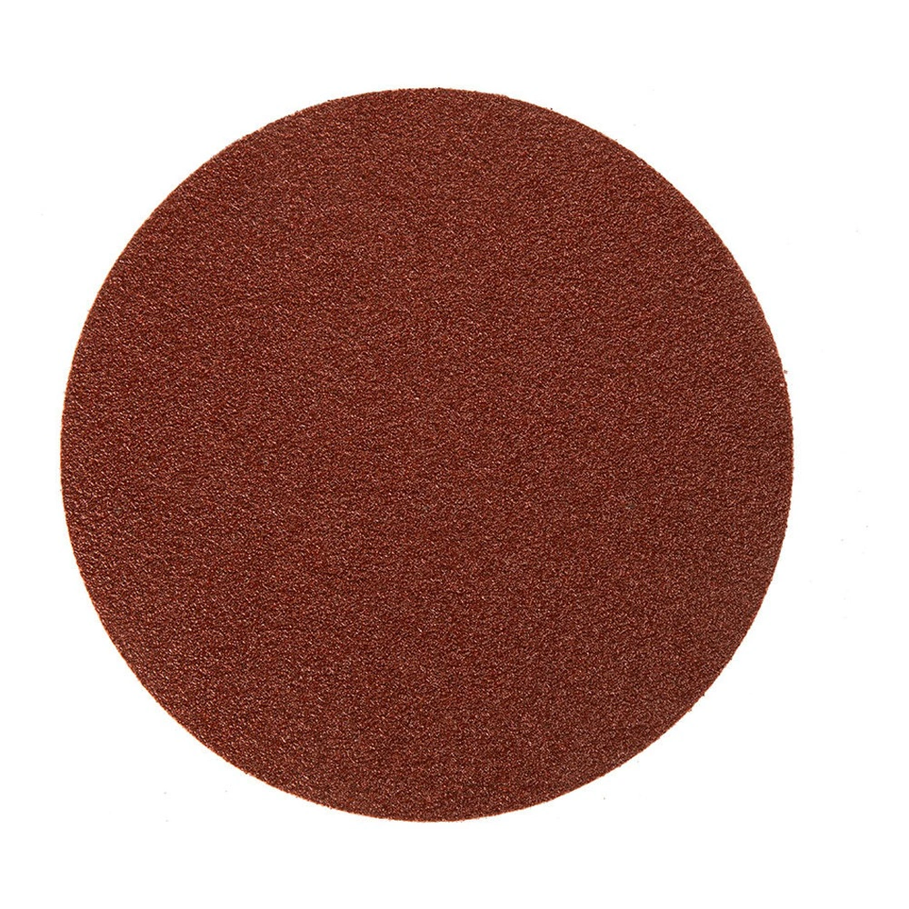 Round reddish-brown sanding disc with a plain surface and no holes, shown