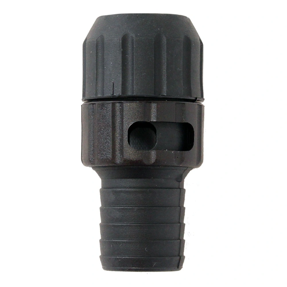 Small black plastic connector, shown from the front with a side opening