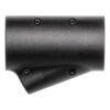 Black plastic cover or housing, side view with four recessed screws
