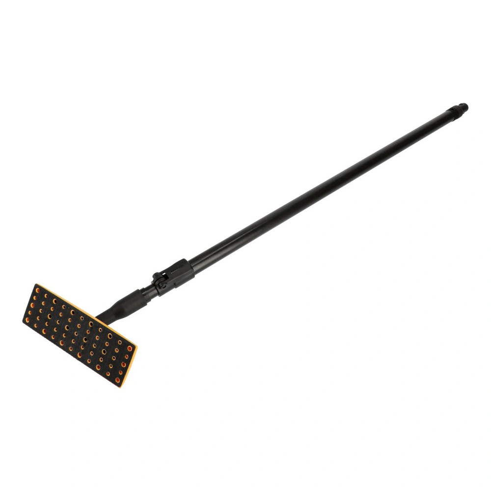 Angled view of a black sander pole with a perforated rectangular pad