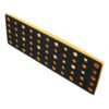 Narrow rectangular sanding pad with a perforated black face and yellow side
