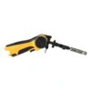 A yellow and black cordless file belt sander shown in side view on a white