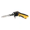 A yellow and black cordless file belt sander shown from a front-side angle